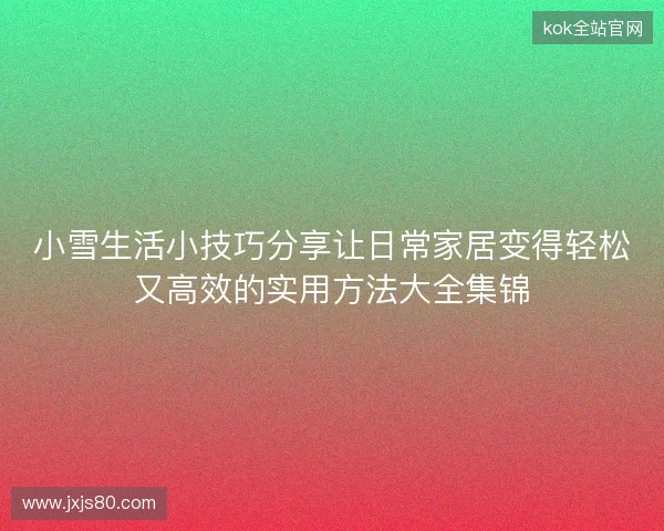 小雪生活小技巧分享让日常家居变得轻松又高效的实用方法大全集锦
